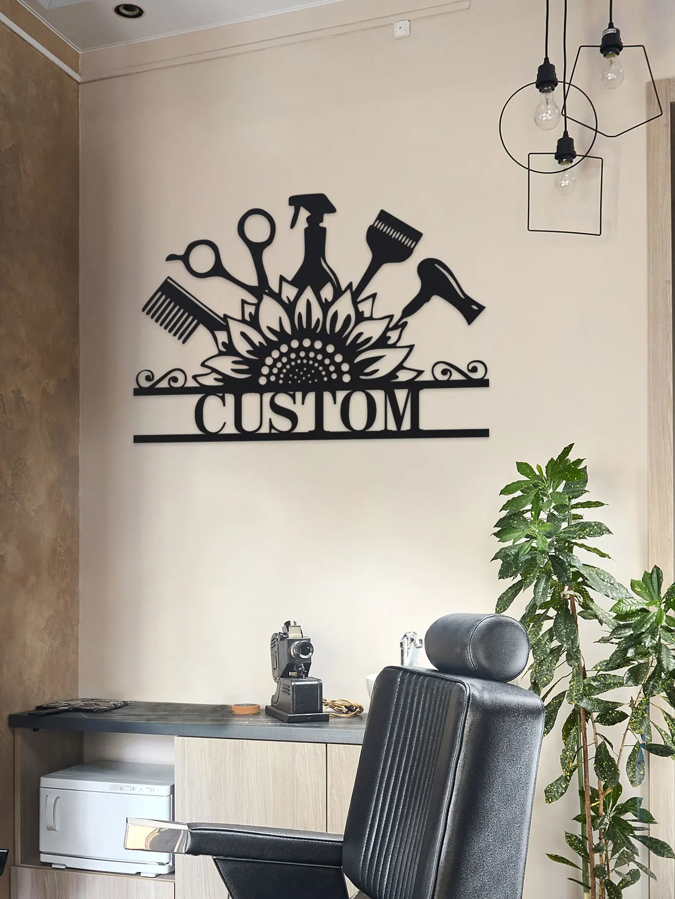 علامة معدنية لخزانة الشعر المخصصة، لوحة فنية جدارية معدنية لصالونات التجميل المخصصة للفتيات، علامة اسم خزانة الشعر المخصصة، تصفيف الشعر المخصص