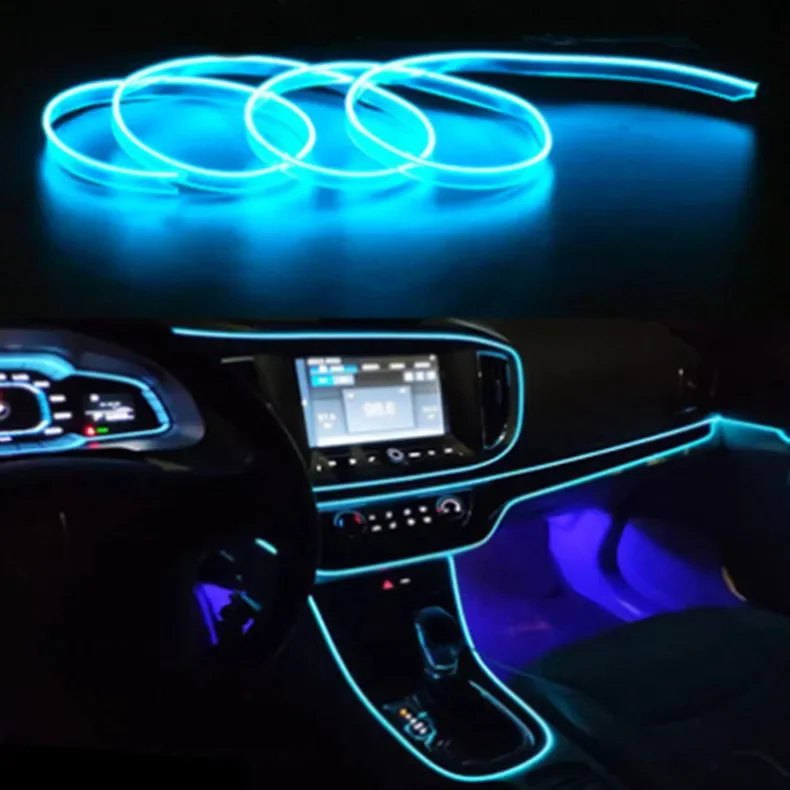 

5m EL cold light Car 12v Fiber Auto Accessories Decoration flexible neon trim glow led EL wire Interior ambient lighting