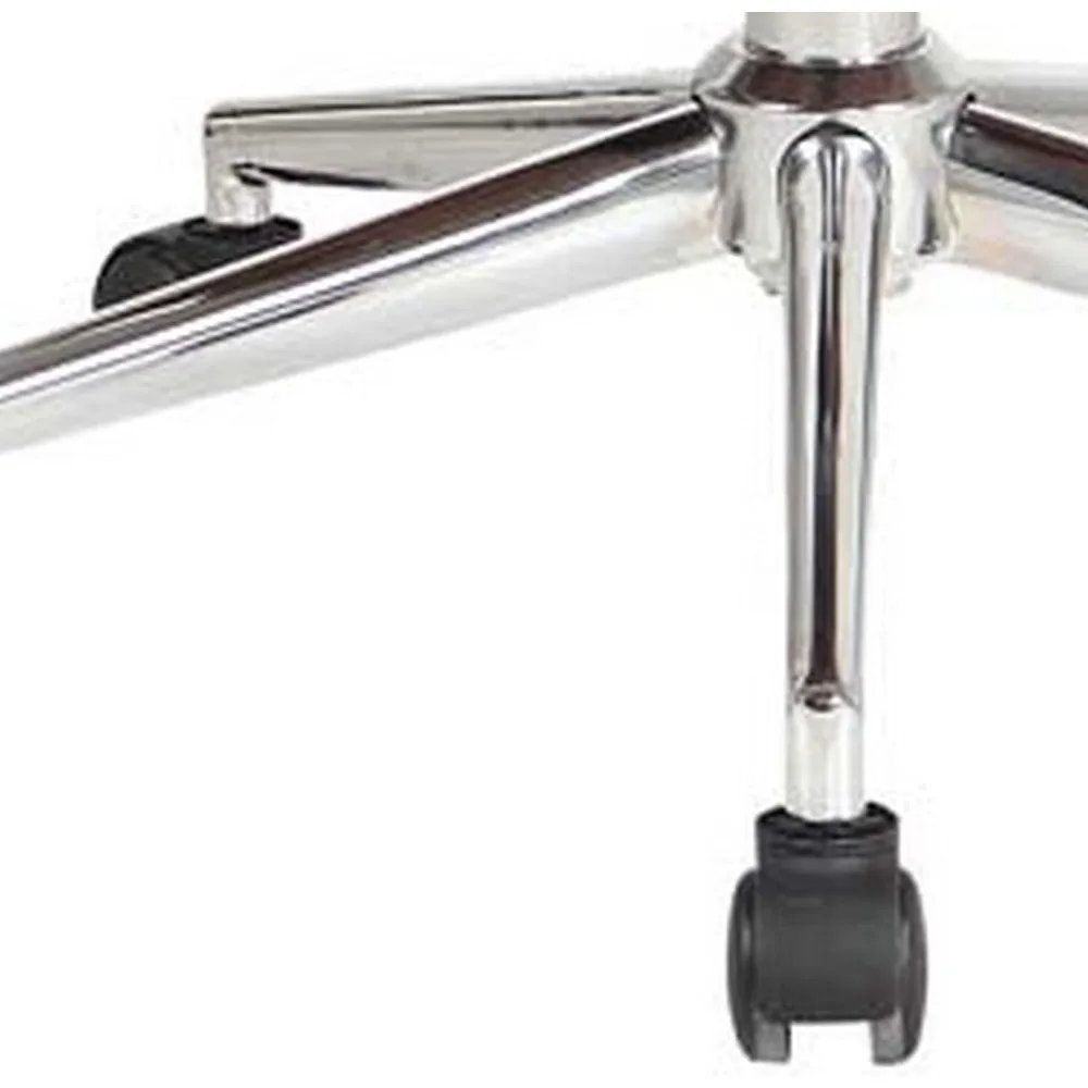 Benjara Joan 23 Inch Office Chair, 360 Swivel, Black Faux Leather and Brown Frame