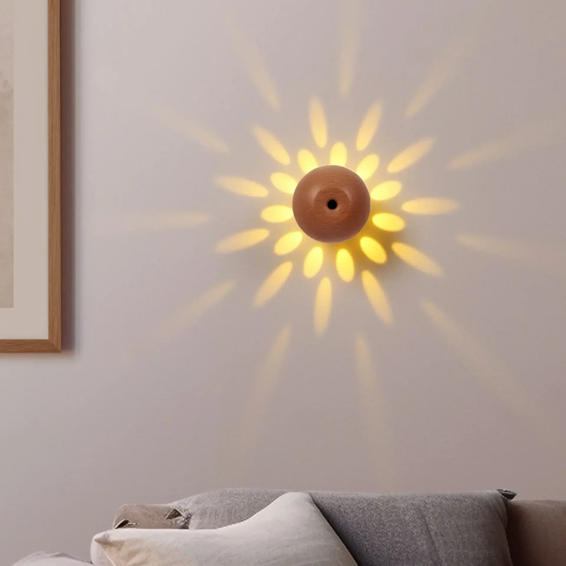 Intelligent Induction Light USB Charging Magnetic Suction No Wiring Infinite Dimming Solid Wood Wall Light Small Night Light