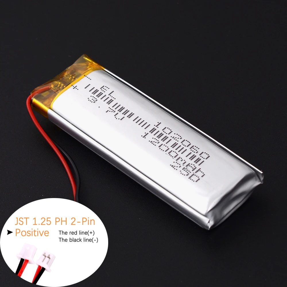 JST1.25 2P 3.7V 600mAh 502060 502160 502260 Lithium Li Polymer LiPo Battery 302060 402060 602060 702060 802060 902060 102060