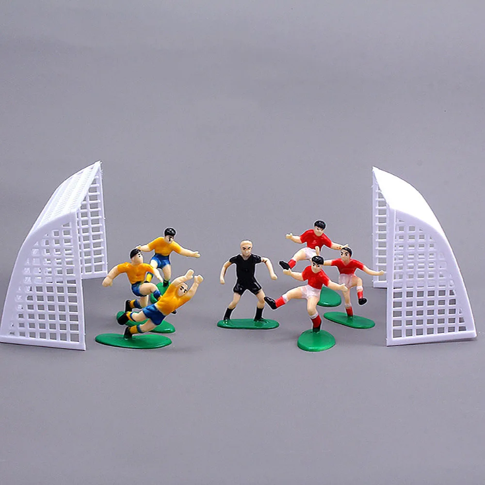 9Pcs New Football Theme Cake Toppers Decorations Football Team Model Kids Boys Soccer Collection Charm Birthday Party Decors