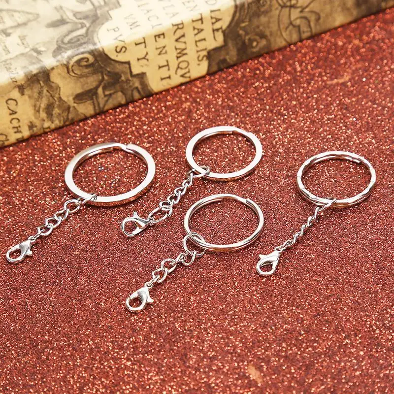 10Pcs/Set Polished Silver Color Key Chains Stainless Alloy Circle 25/30mm Keyrings Jewelry DIY Key Chains Accessories