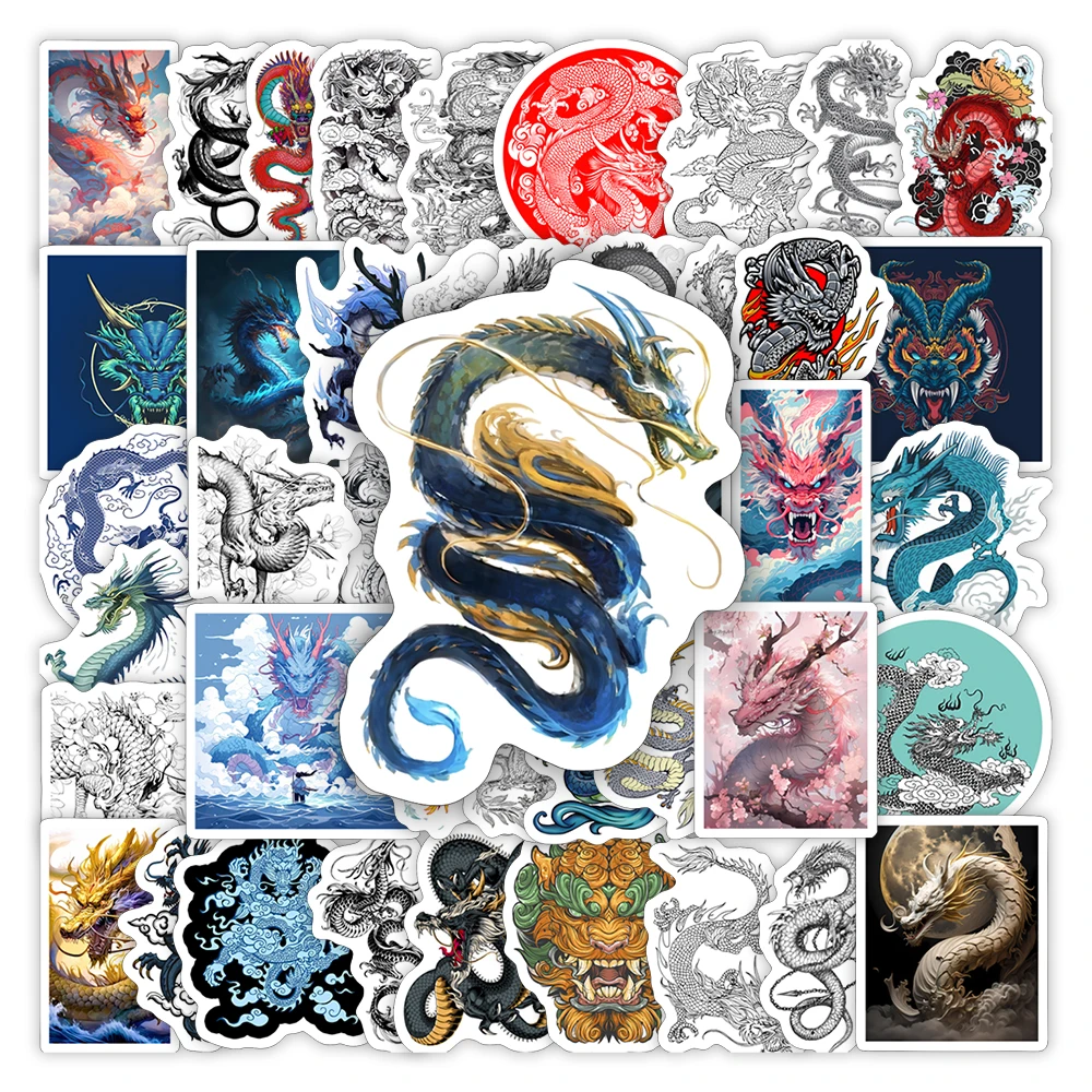 Cool Chinese Dragon Stickers DIY Kids Toys Gift Waterproof Decal for Laptop Phone Journal Scrapbook Luggage Decorative