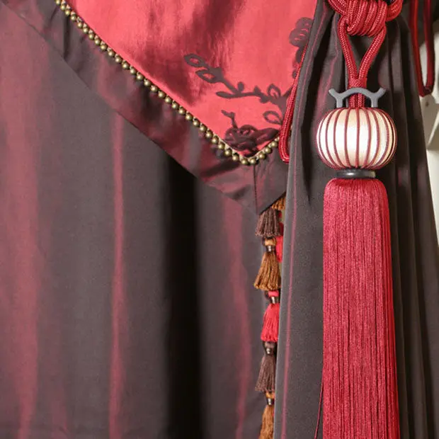 Luxury New Chinese Style Curtain Tiebacks with Big Lantern Tassels Elegant Fringe Holdbacks for Living Room & Bedroom Windows
