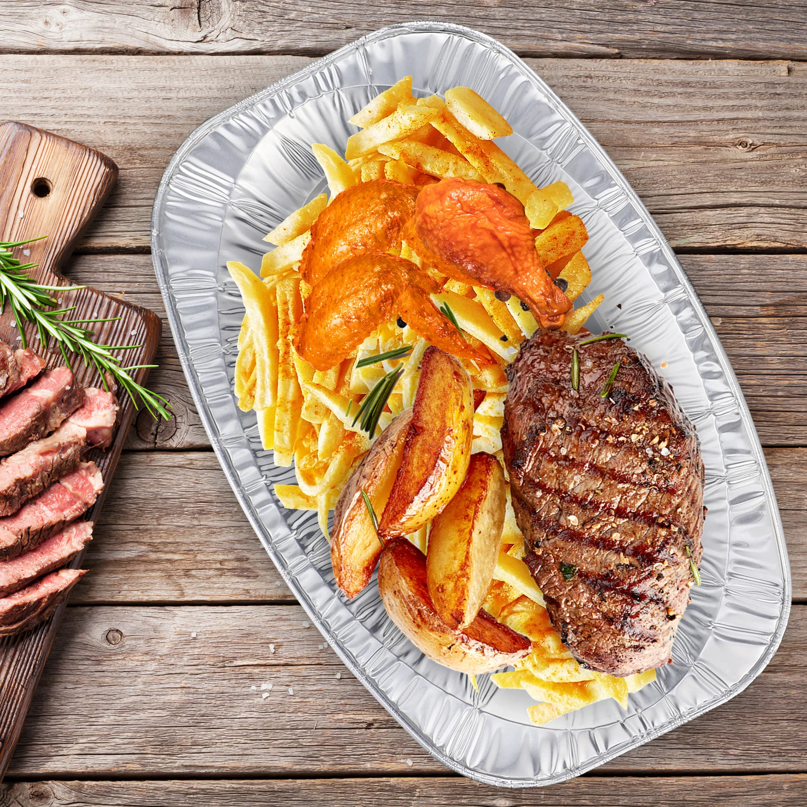 

30 Pcs Aluminum Foil Dining Plate Serving Dishes Tray Food Pans Corn Cake Broiling Trays