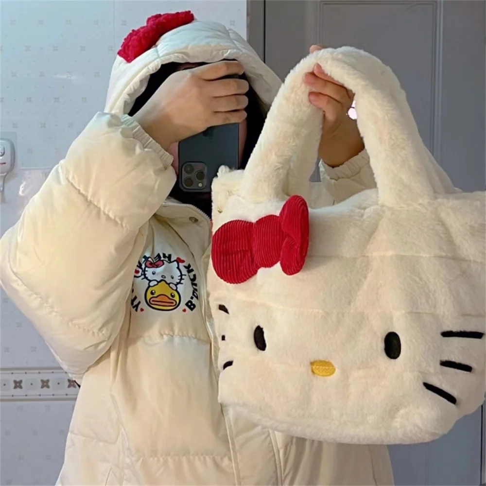 

Anime Hello Kitty Y2k Plush Bag Sanrio Plushie Handbag 산리오 가방 Kawaii Large Capacity Shoulder Bags Stuffed Backpack for Girl Gift