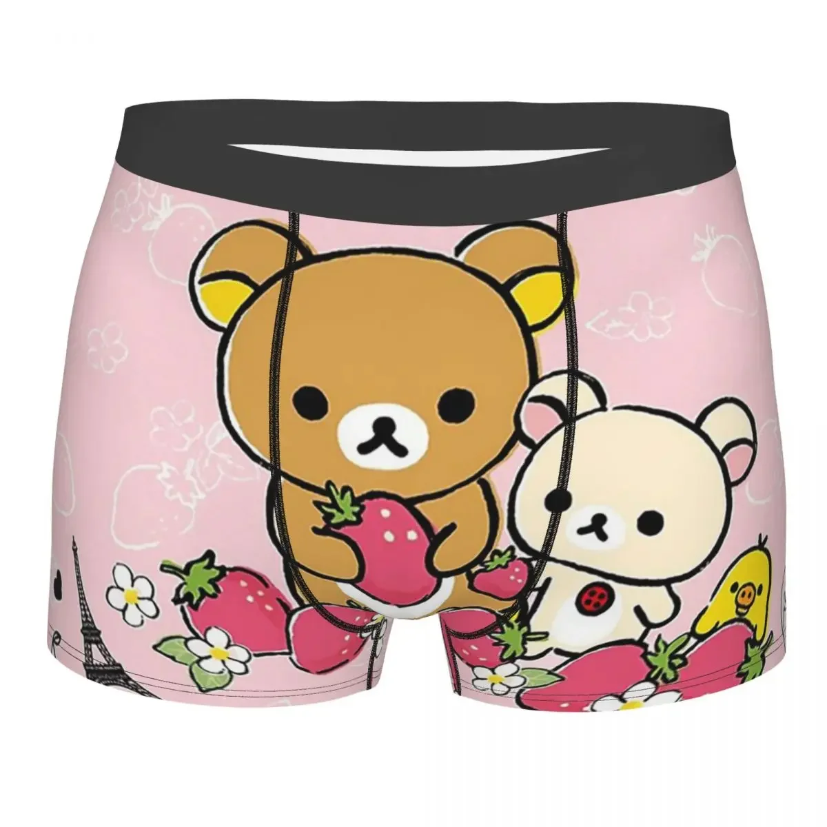 Pink Rilakkuma Bear Underpants Homme Panties Male Underwear Print Shorts Boxer Briefs