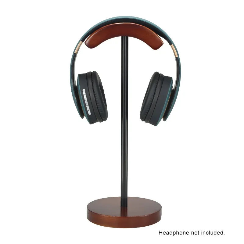 Black Walnut Wood Headphone Stand Nature Walnut Gaming Headset Holder with Solid Non-slip Base for Table Desk Display Bracket