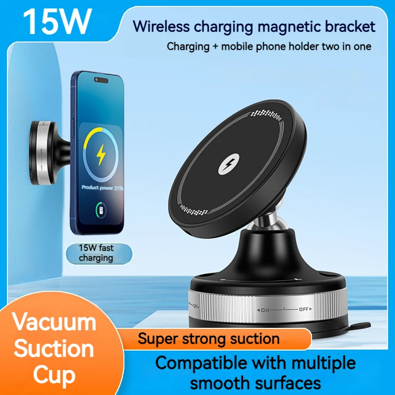 

Универсальный магнитный автомобильный беспроводной зарядный держатель на присоске, зеркало, крепление для ванны для Iphone 16, 15, 14, 13, 12, 11 Pro Max, Samsung S25