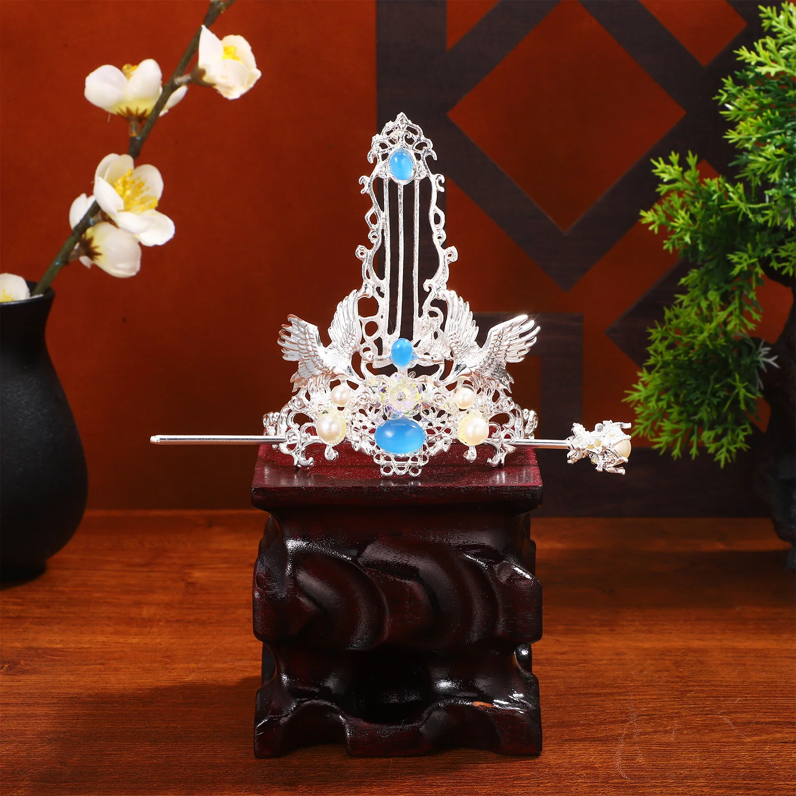 

Crane Hairpin Elegant Retro Hair Stick Crown for Women Girls Wedding Engagement Performance Traditional Jewelry Accessories