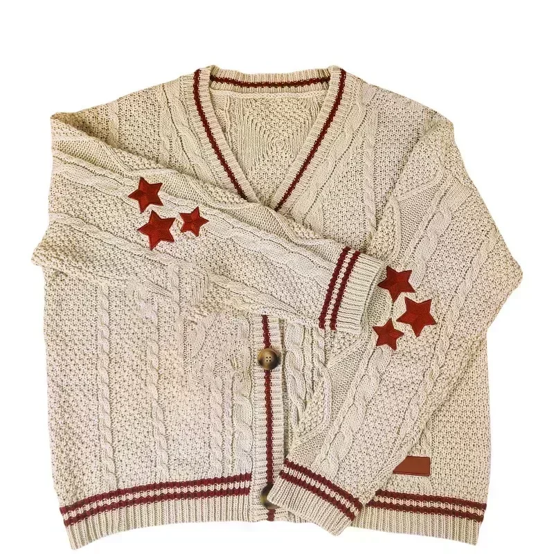 2024 Vintage Knit Swift Cardigan Y2k Star Sweater Women Folklore Korean Style Oversized Knitwear Harajuku Aesthetic Autumn