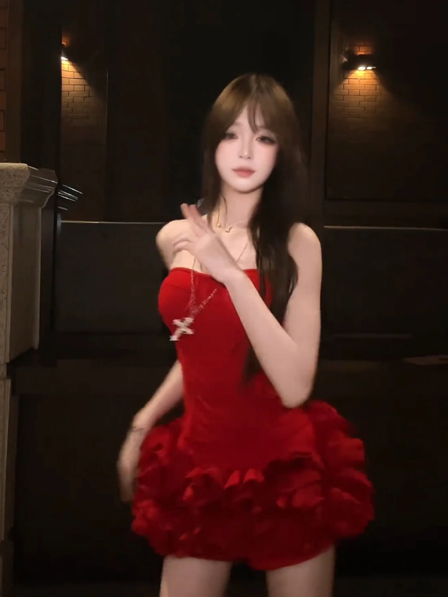 

XZY Sexy plus Size Red Fibone Crop Top with Puffy Skirt for Women Heavy Embroidery Cisas Theme Korean Sle Set