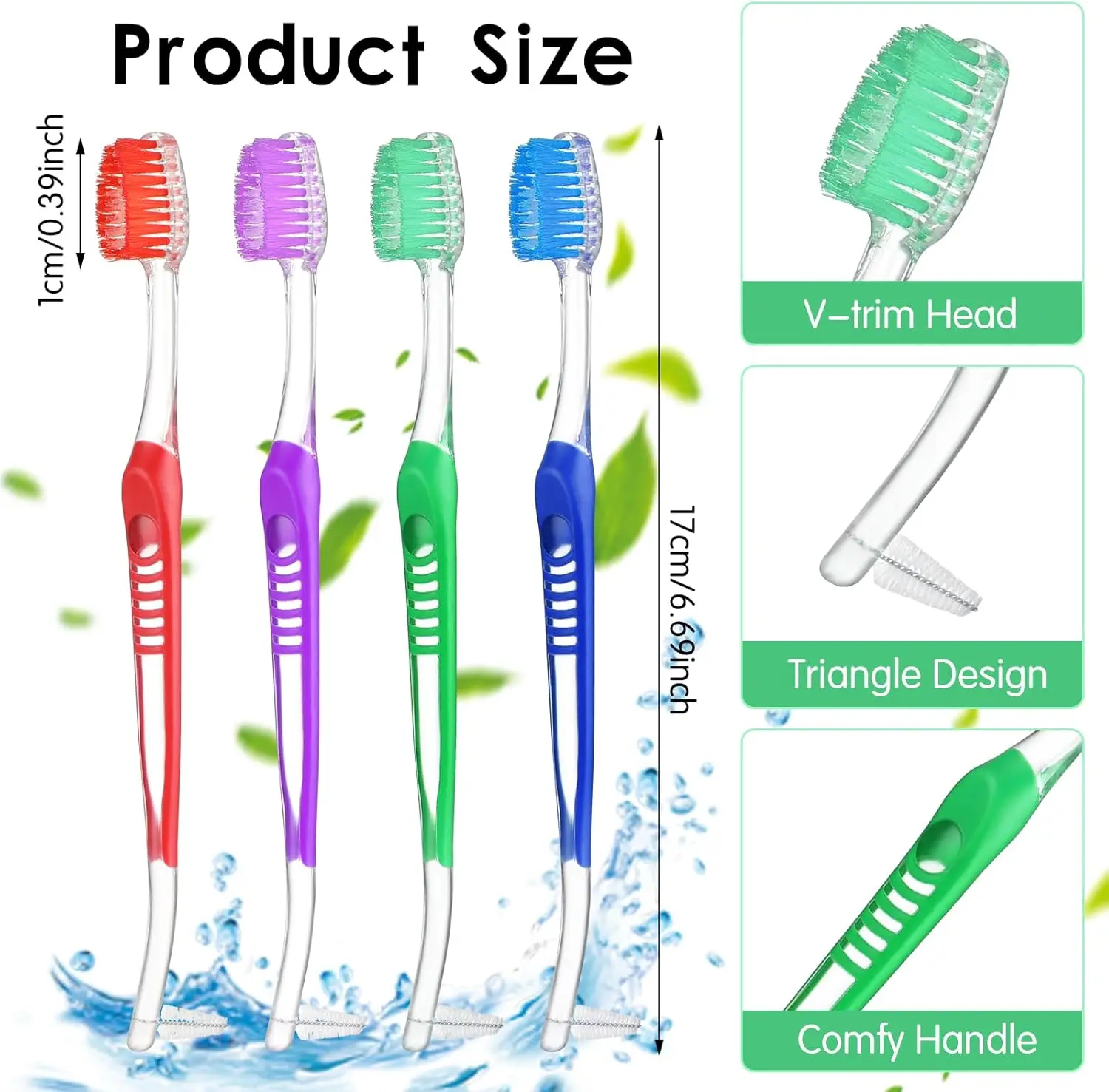 30pcs Orthodontic Toothbrush V-Trim Double-Ended Brush with Interproximal Head for Cleaning Ortho Braces