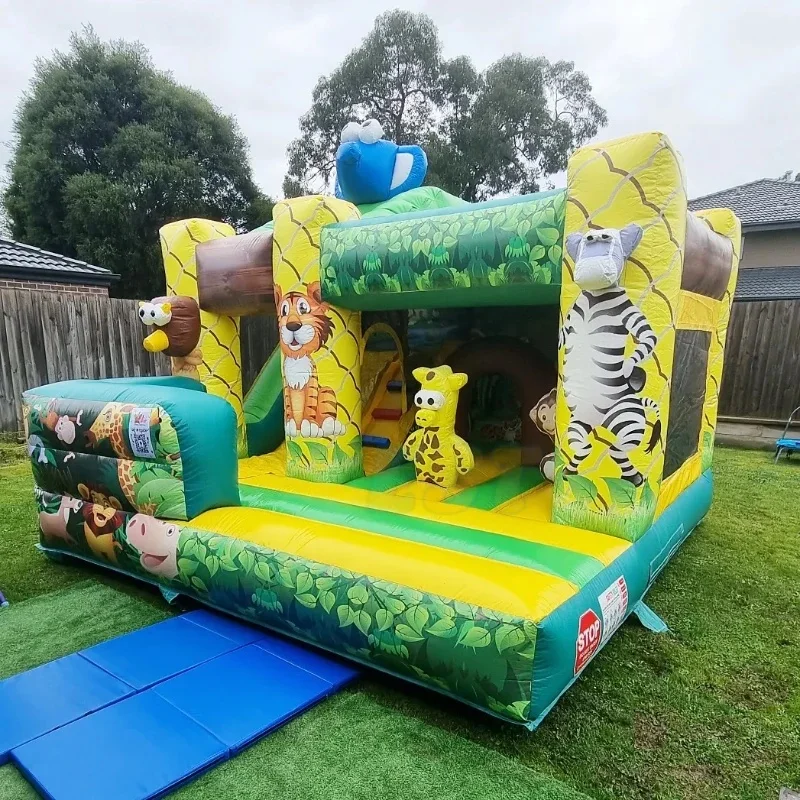 Commercial Safari Park Inflatable Castle Bouncer Bounce House Slide Bouncing Castle Zoo Inflatable Jumping Castle for Kids