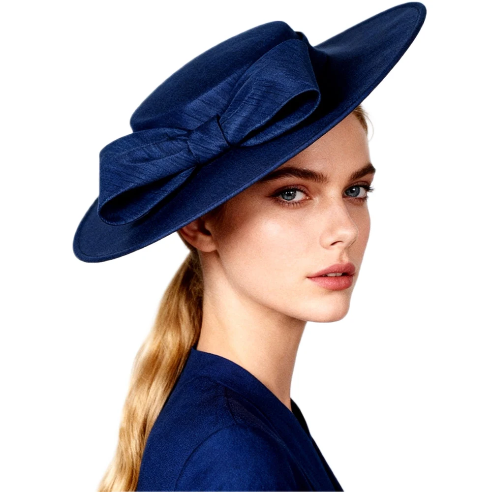 FS Summer Wide Brim Kentucky Derby Hat For Women Tea Party Fascinators Hats Red Khaki Wedding Cap With Bowknot Sombreros Mujer