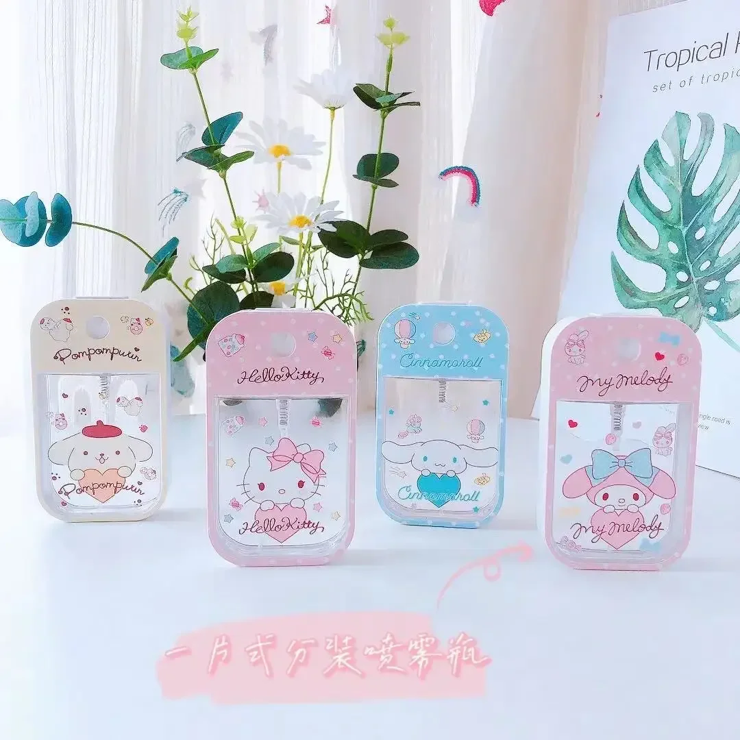 Kawaii Hellokitty butelka z rozpylaczem Kuromis butelka perfum Anime rysunek śliczna melodia Cinnamoroll Purins przenośna butelka prezent dla kobiet