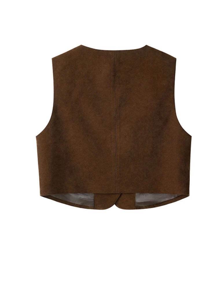 ALXNAN Gilet da donna Vintage Unico Bottoni con fiocco O-Collo Gilet versatile Autunno Stratificazione Casual Viaggi Pendolarismo Gilet QYM002327