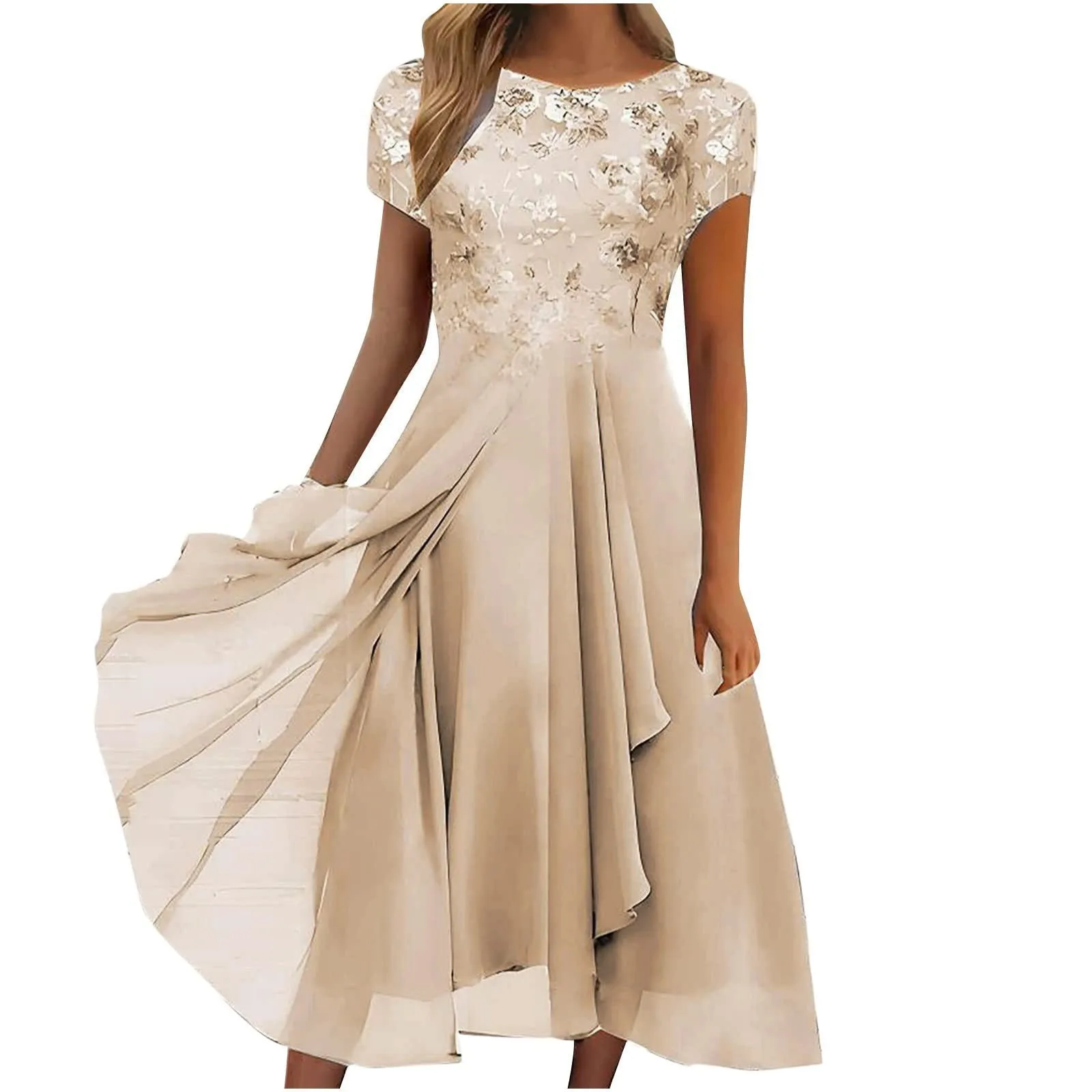 Women'S Dress Chiffon Elegant Lace Patchwork Dress Cut-Out Long Dress Bridesmaid Evening Dress Ropa De Mujer Vestidos Para Mujer