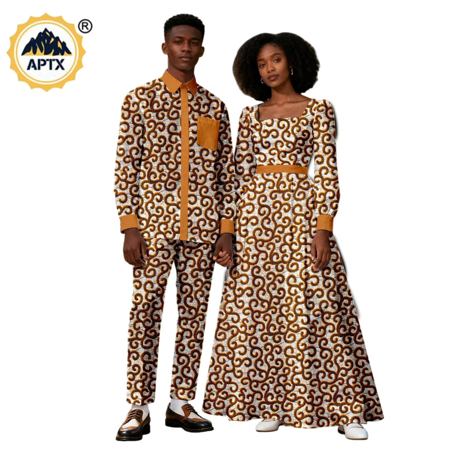 

Платья с африканским принтом для женщин, одинаковые комплекты для пар, мужские топы и брюки в стиле дашики, одежда в африканском стиле Party25C111