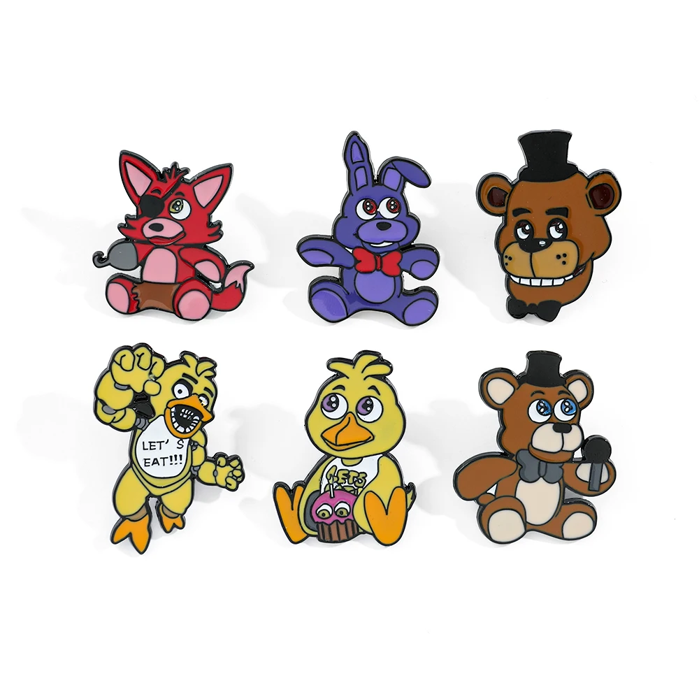 FNAF Brooch Five Night's At Freddy Enamel Pins  Foxy Bonnie Animal Doll Badge Brooches for Backpack Pins  Accessories Gifts