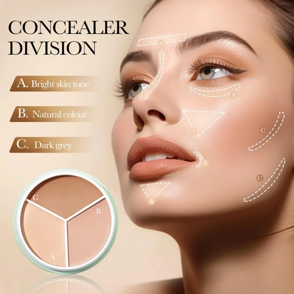 3 Kleuren Contour Concealer Palet Hydraterende Volledige Acne Make-Up Concealer Dekking Cosmetica Spot Donkere Crème Palet Circl J8k9