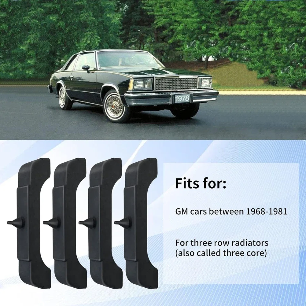 4Pcs Rubber Radiator Insulator Pads 3 Core Radiator Support Bushings Bracket Radiator Support Pads for GM 1968-1981 Most Models