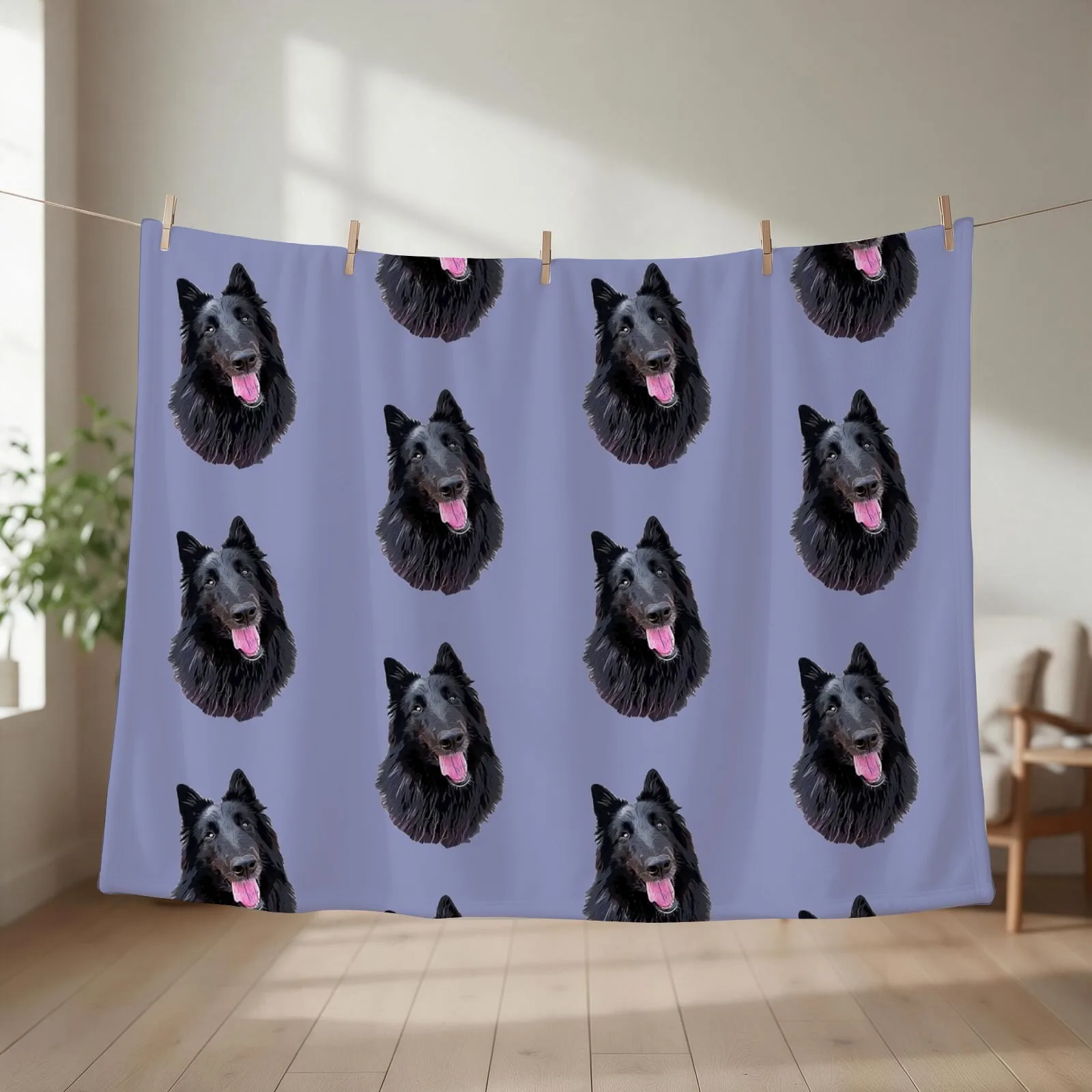 Belgian Shepherd Groenendael Throw Blanket couch cozy soft plush fuzzy picnic outdoor blanket