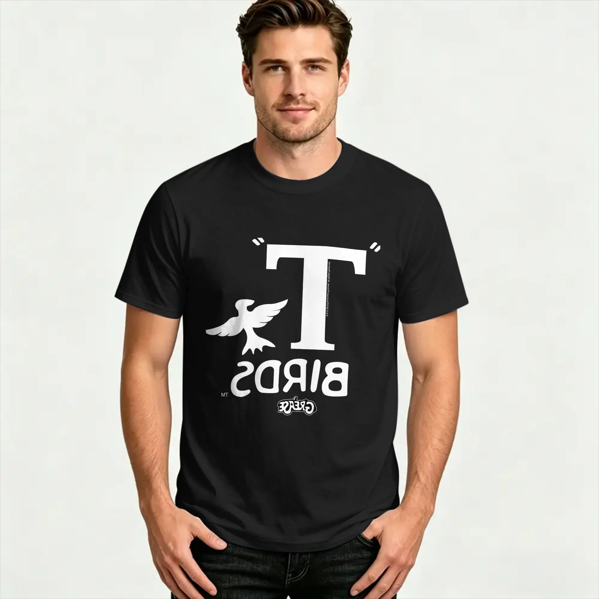 Men T-Shirt Grease Birds (1) Casual 100% Cotton Tee Shirt Short Sleeve  T Shirt O Neck Tops Classic