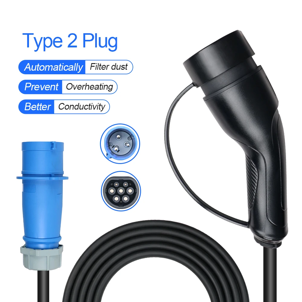 모바일 EV 충전기 투야 앱 타입 2 IEC 62169 플러그 세트, 하이브리드 전기차, 중국 자동차 충전 시간, 총 10m, 32A, 7.2KW