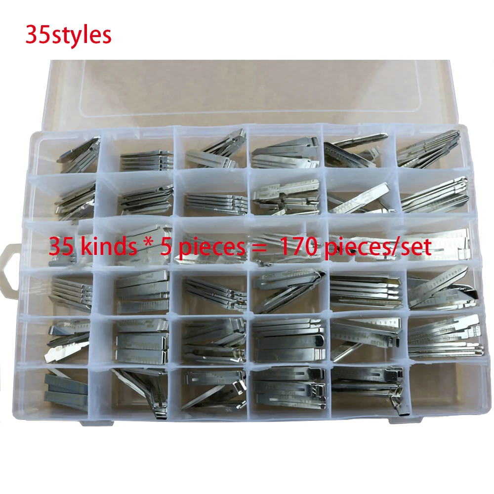 Car Key Blade 35 Types 175PCS Original Engraved Line Key for 2 In 1 Scale Shearing Teeth Blank Remote Key Blade Locksmith Tools