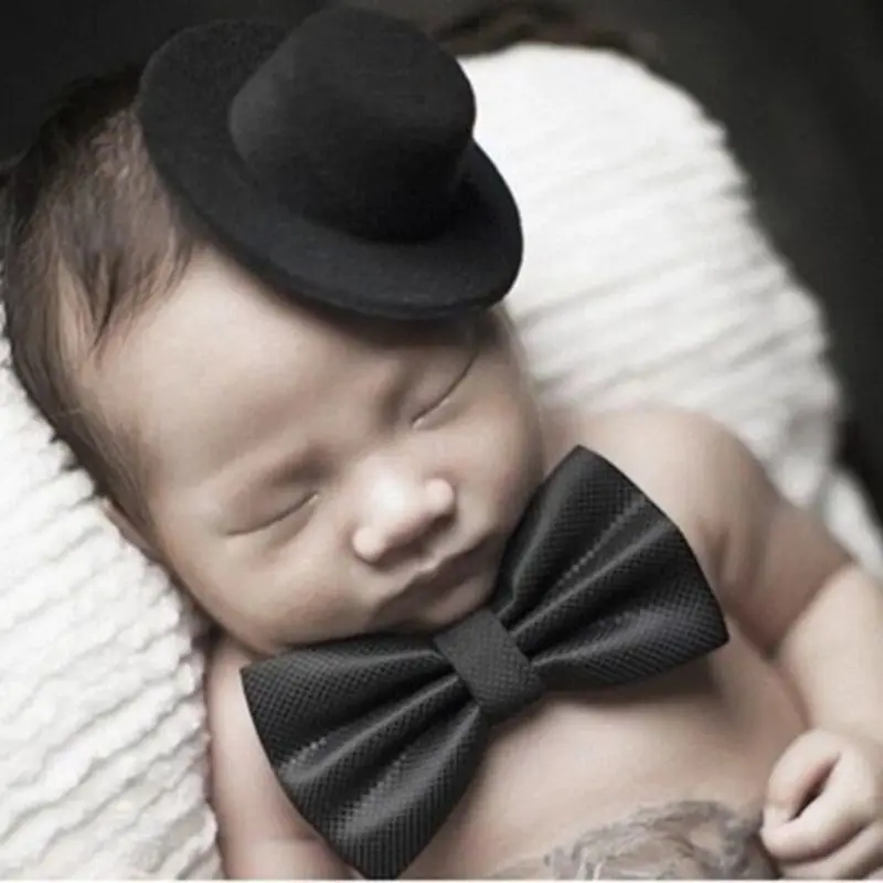 

Gentry Baby Hat Bowtie Cap Tie Photography Costume Cosplay Newborn Photo Commemorative Memorial Props DIY Decoration