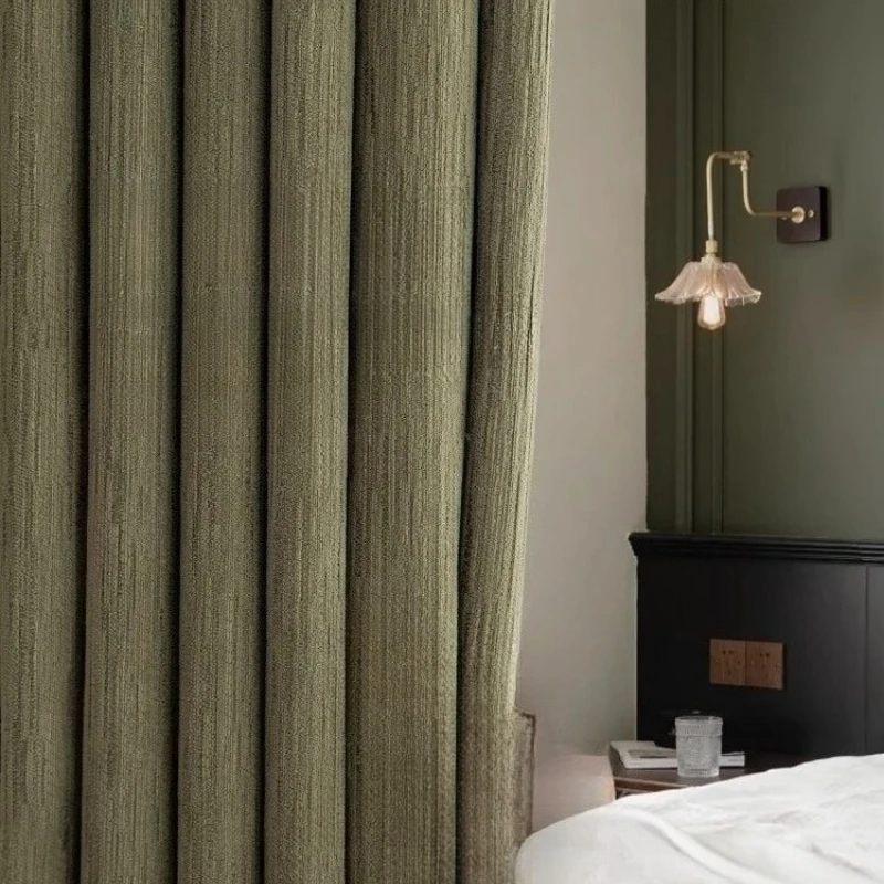 

French Curtains for Living Room Bedroom Shading New Retro Light Luxury Modern Simple Green Medium and Ancient Style Window