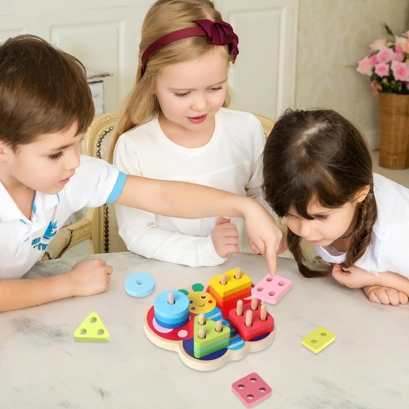 ของเล่นซ้อนกัน ของเล่นเสริมพัฒนาการเด็กก่อนวัยเรียน ฝึกทักษะการเคลื่อนไหวกล้ามเนื้อมัดเล็ก ฝึกการเรียนรู้รูปทรง ตัวต่อบล็อกสำหรับเด็กผู้ชาย เพื่อการศึกษา พัฒนาการ เล่นสนุกที่บ้าน