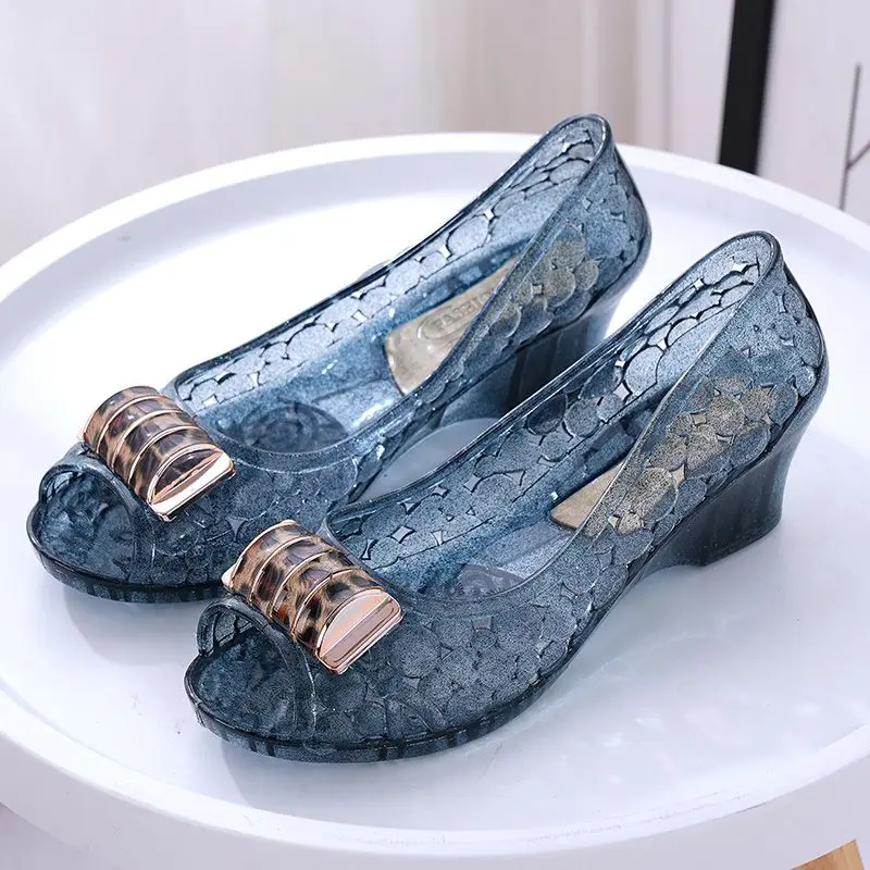 Französische Vintage Geflochtene Jelly-Sandalen für Damen, Spitze Transparente PVC-Ballerinas, Atmungsaktive Runde Zehenpartie, Lässige Alltagsschuhe – Detail 33