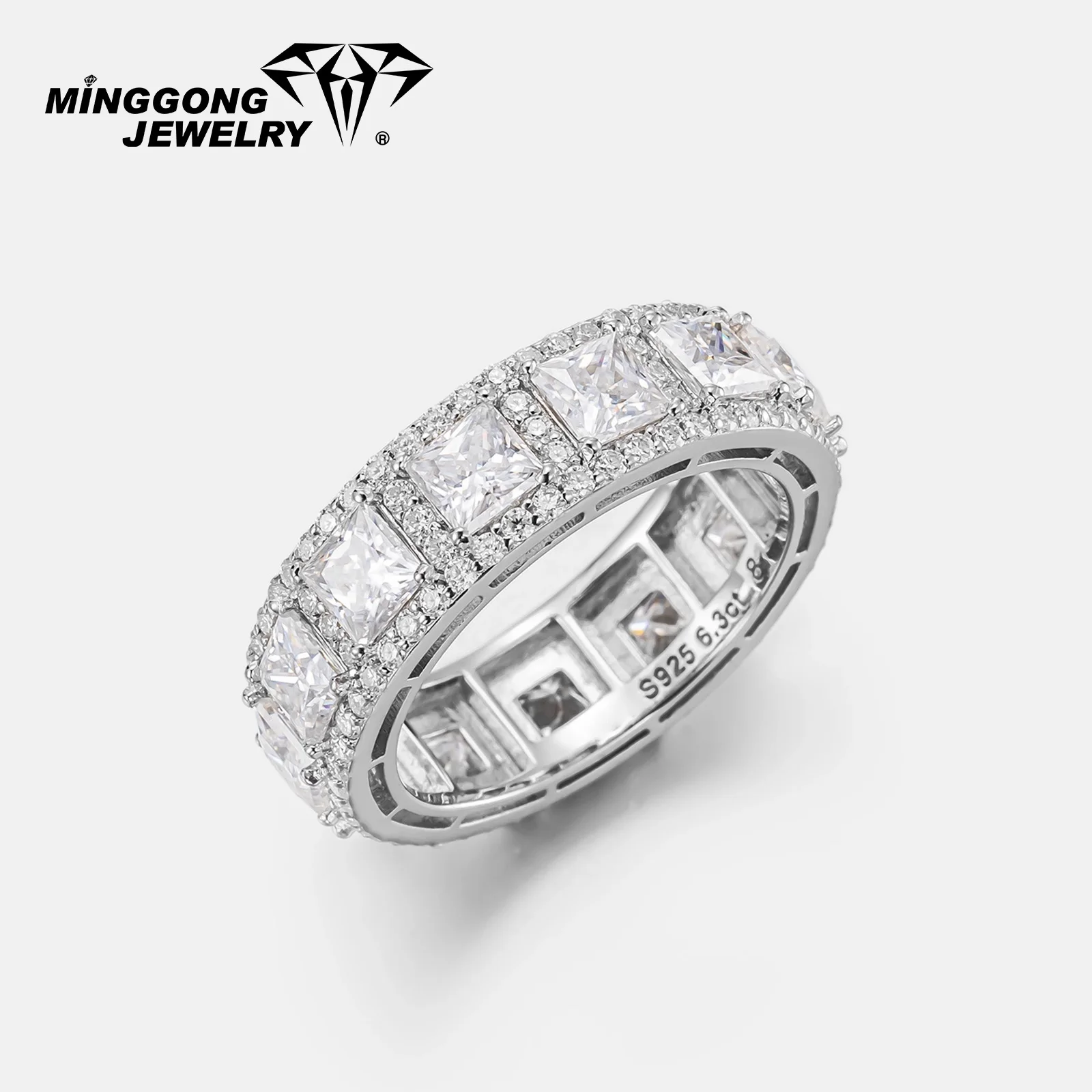 

Customizable New Design 925 Silver 10K/14K Solid Gold VVS Moissanite Engagement Ring Iconic Princess Cut Halo Ring for Men Women