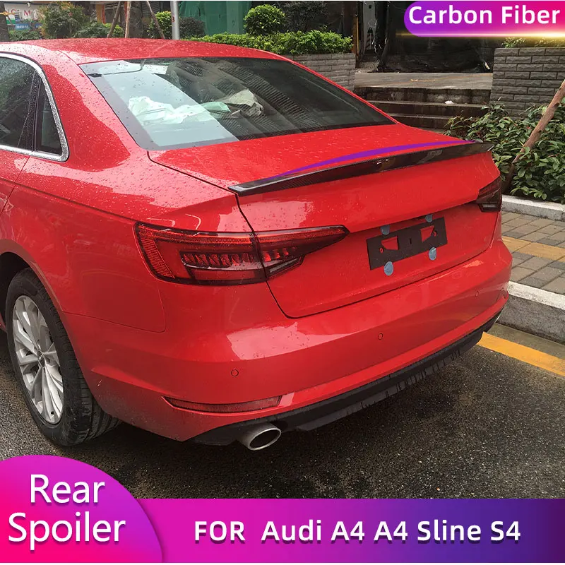 Carbon Fiber Car Rear Trunk Spoiler Wings for Audi A4 A4 Sline S4 Sedan 2017 2018 Auto Rear Spoiler Tail Boot Lid Wing Lip