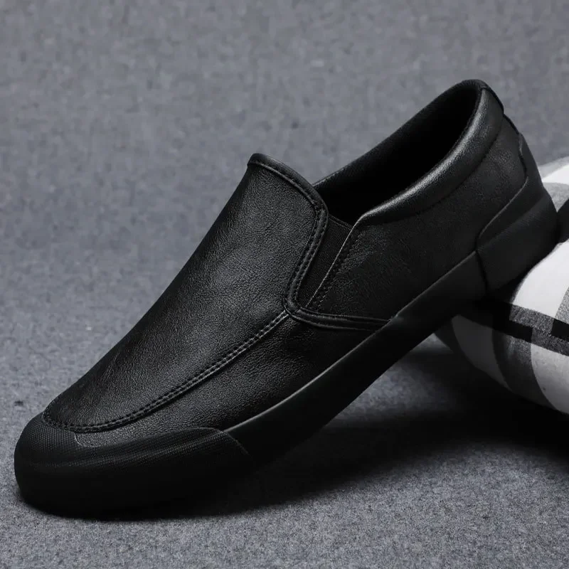 Summer Men's Casual Leather Shoes, Formal Wear, Work Driving, Versatile Men's Shoes, Sports Shoes, Men's Black Soft-soled Shoes