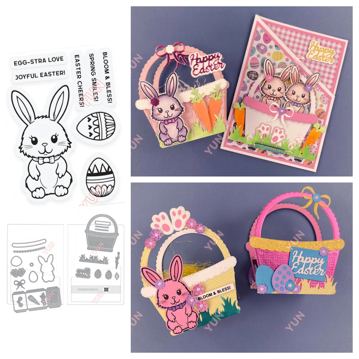 

Easter Cut Dies Baskets Bunnies Egg Die Stamps Set DIY Diary Embossing Scrapbooking 2025 New Metal Cutting Dies Home Gift Molds