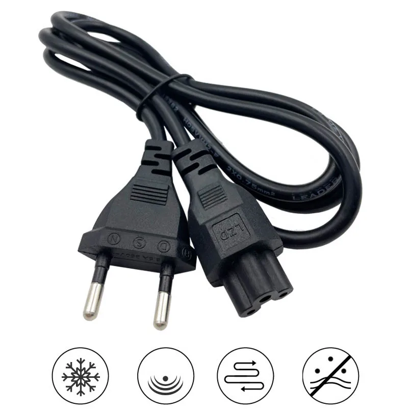 1M Eu Stekker Universele Laptop Oplader Stekker Power Adapter Kabel Voor Laptop, Voeding, Monitor En Tv, Veiligheid Stekker Type F