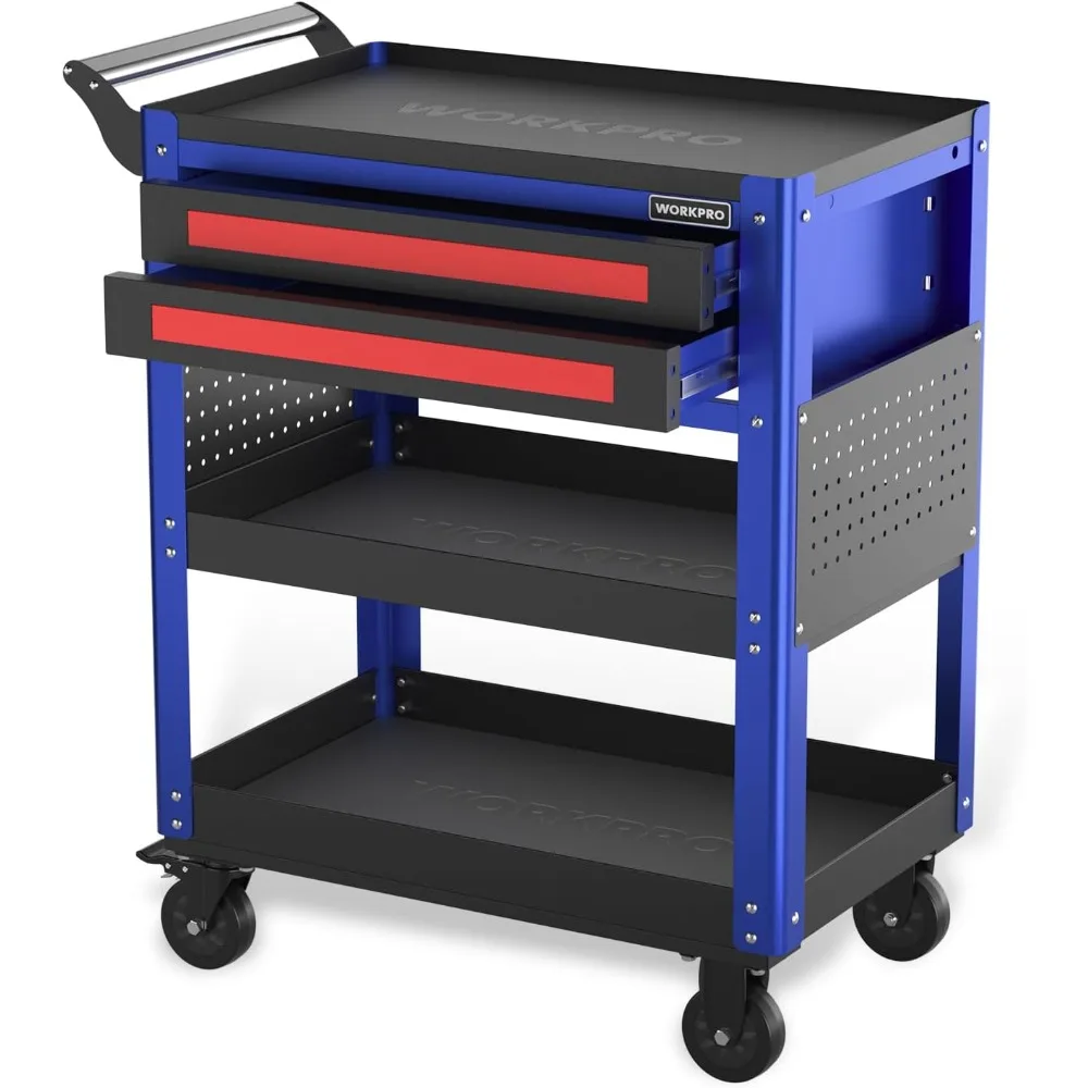 

Premium 28" 2-Drawer Rolling Tool Cart, Heavy Duty Utility Industrial Service Cart Storage Organizer with Wheels and Locking Sy
