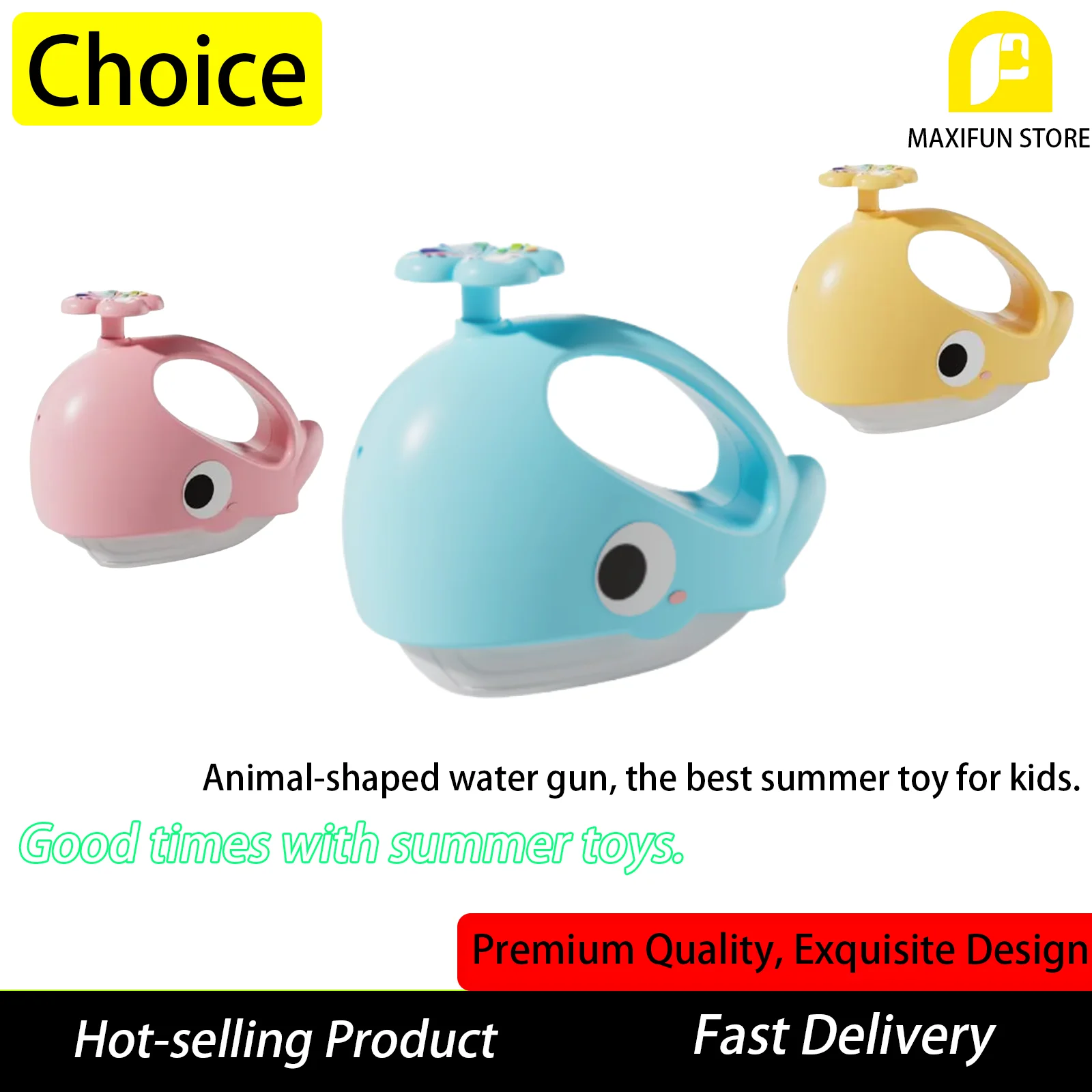 

Whale Cartoon Water Gun Toy Press-Type Auto-Refill Soaker Outdoor Summer Beach Water Blaster for Kids