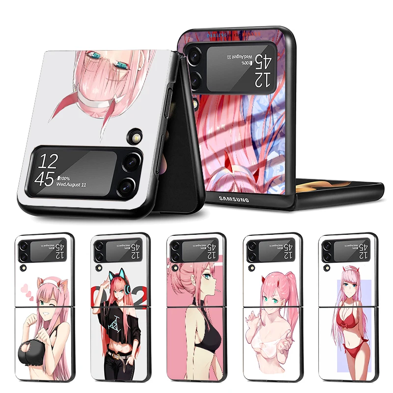 Zero Two Darling In The Franxx 02 Z Flip 4 Phnoe Case For Samsung Z Flip 3 5 5G Black Hard Shell Galaxy ZFlip3 ZFlip4 ZFlip5 Uni