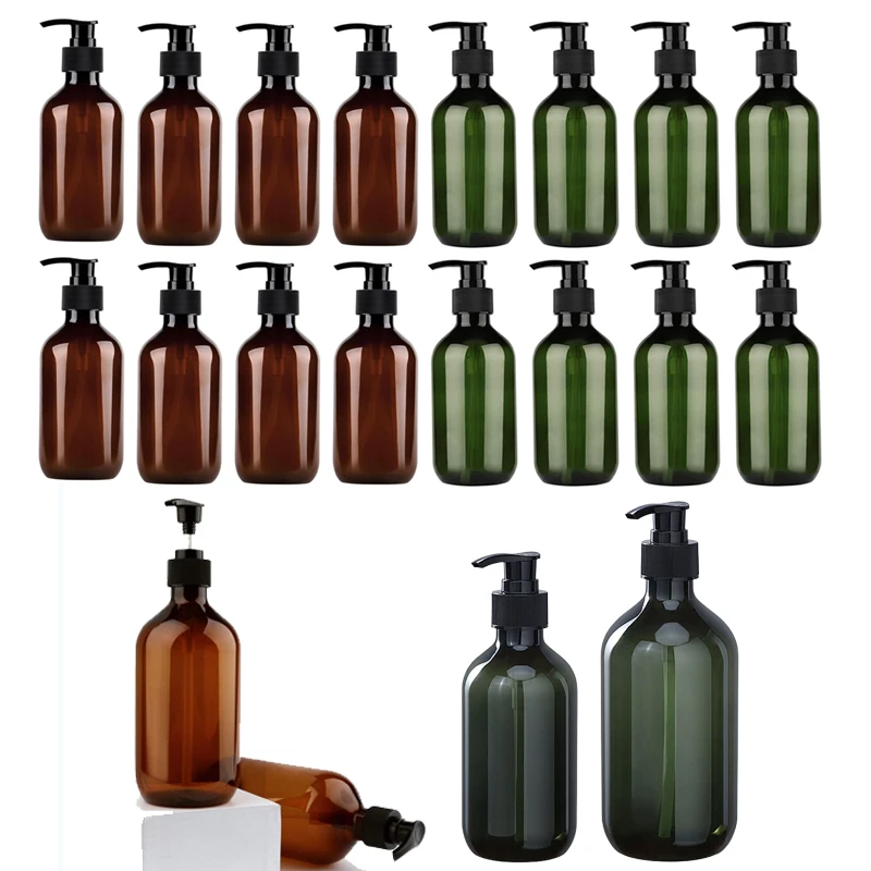 

8 шт. портативных пустых пластиковых бутылок-дозаторов с помпой, многоразовые контейнеры для шампуня объемом 300 мл/500 мл, для жидкого мыла, лосьона, геля для душа