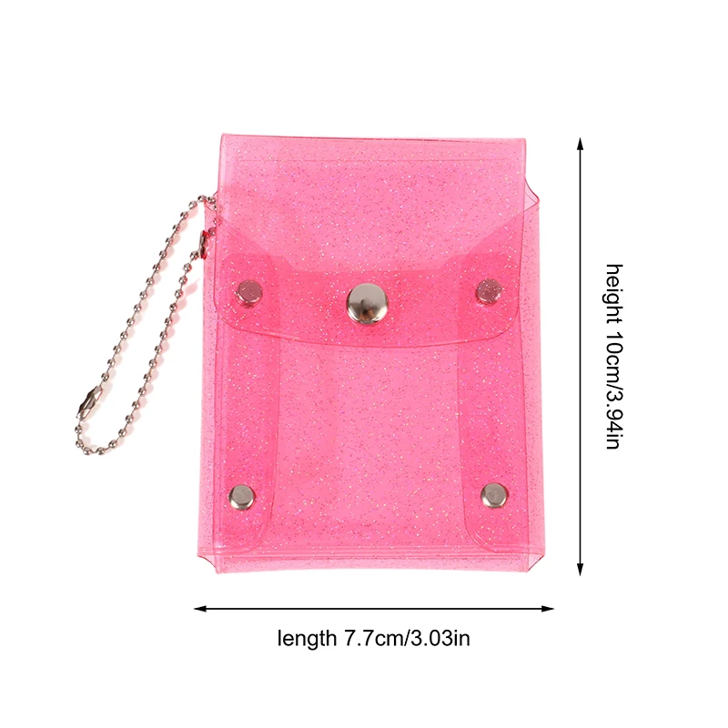 Monedero transparente con purpurina para niñas, Cartera de PVC para tarjetas fotográficas, Mini cerrojo transparente, bolsa de cambio, llavero