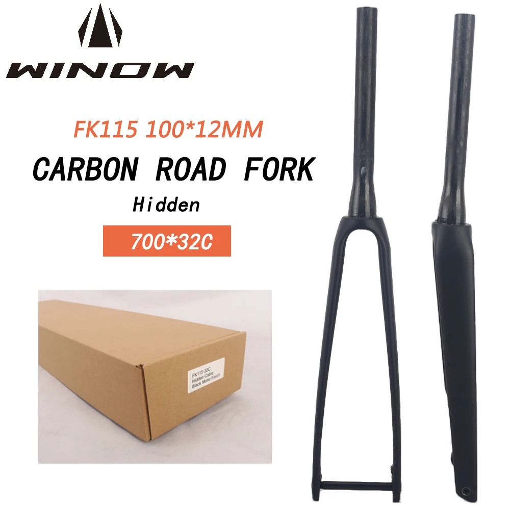 

Winowsports Carbon Road Frok 700*32C 100*12mm Thru Axle Offset 45mm Road Bike Forks Black Matte Gloss Road Carbon Front Fork