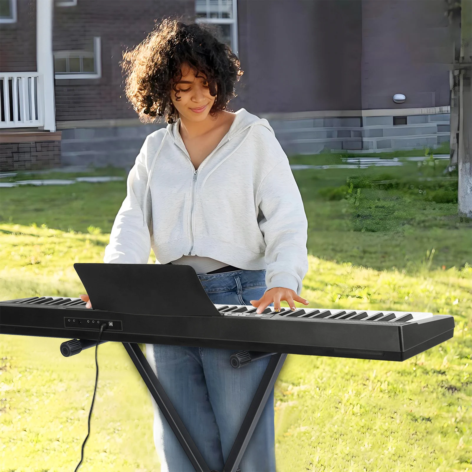 88 Key Piano Keyboard, Electric Piano with Full Size Semi Weighted Keys, Sustain Pedal, Power Supply, Stand, Carrying Case