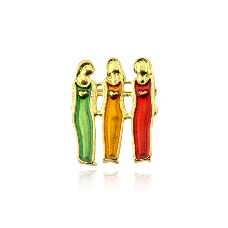 Good Sisters Brooch Cartoon Long Skirt Girl Sister Enamel Exquisite Friendship Zinc Alloy Jewelry Brooch Festival Gifts For Frie