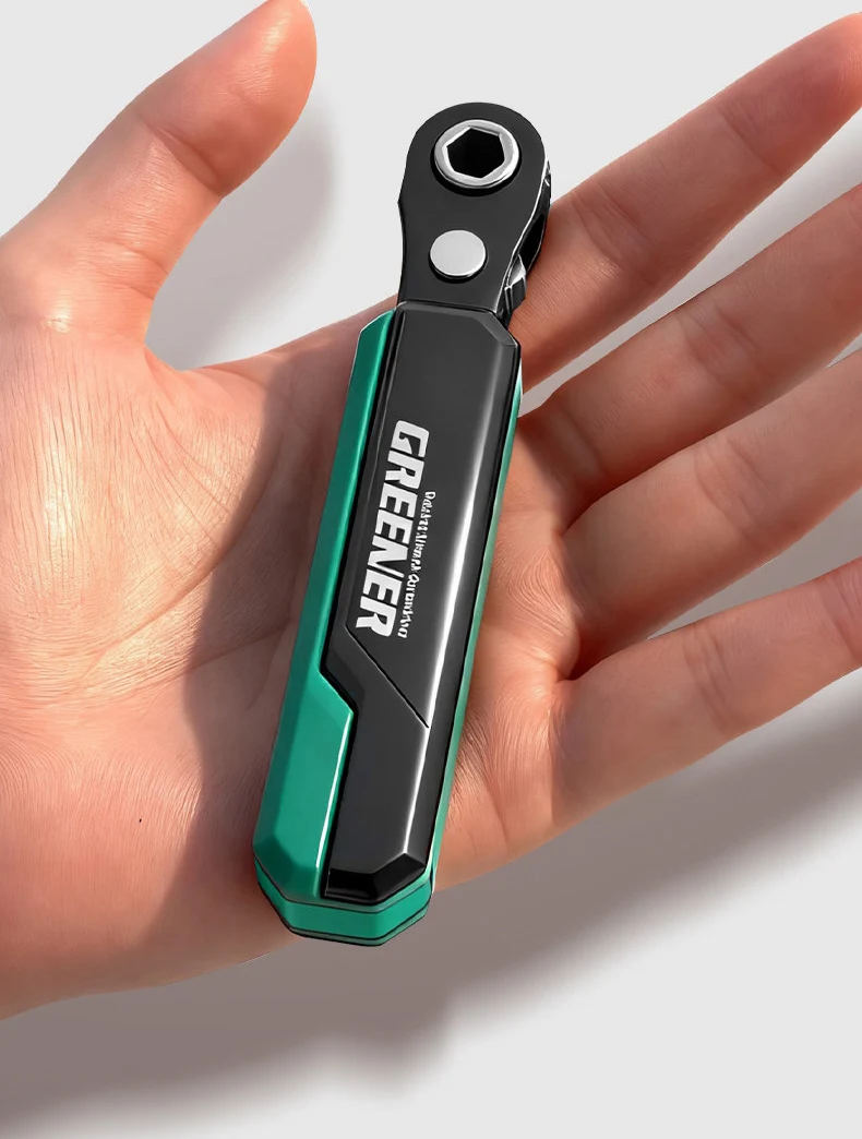 GREENER 72-Tooth Reversible Ratchet Wrench Set 1/4 Inch Hex Drive Quick Release CR-V Steel Right Angle For Auto Home Repair