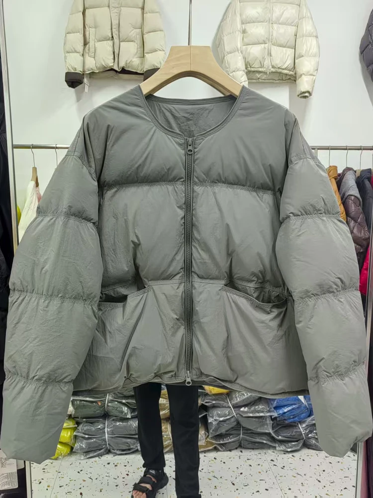 2025 inverno novo estilo coreano moda para baixo jaqueta feminina cor doce estilo curto solto versátil casual em torno do pescoço casaco